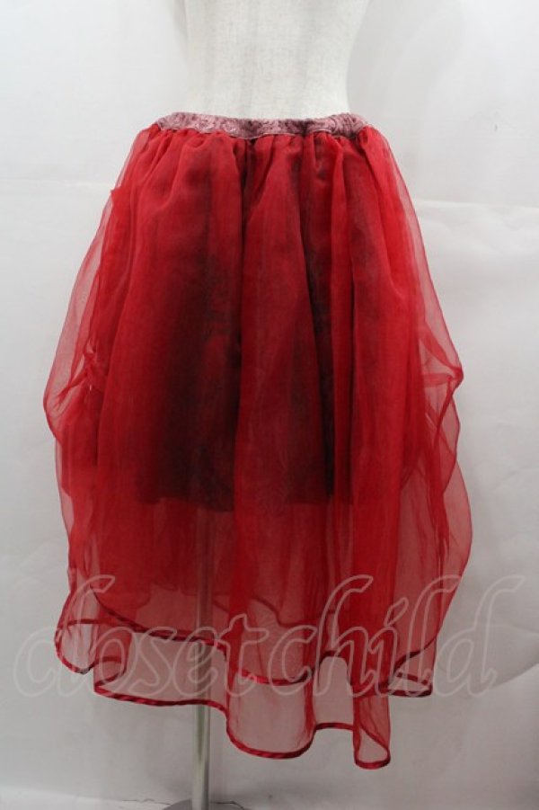 画像1: MR corset / リボンチュールスカート  赤 I-25-07-27-091-PU-SK-HD-ZI (1)