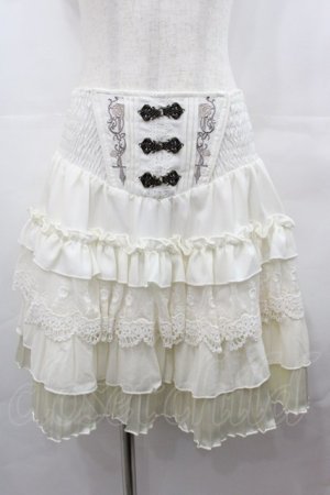 画像: Ozz oneste / 薔薇刺繍フリルスカート  アイボリー I-25-07-27-093-OO-SK-HD-ZI