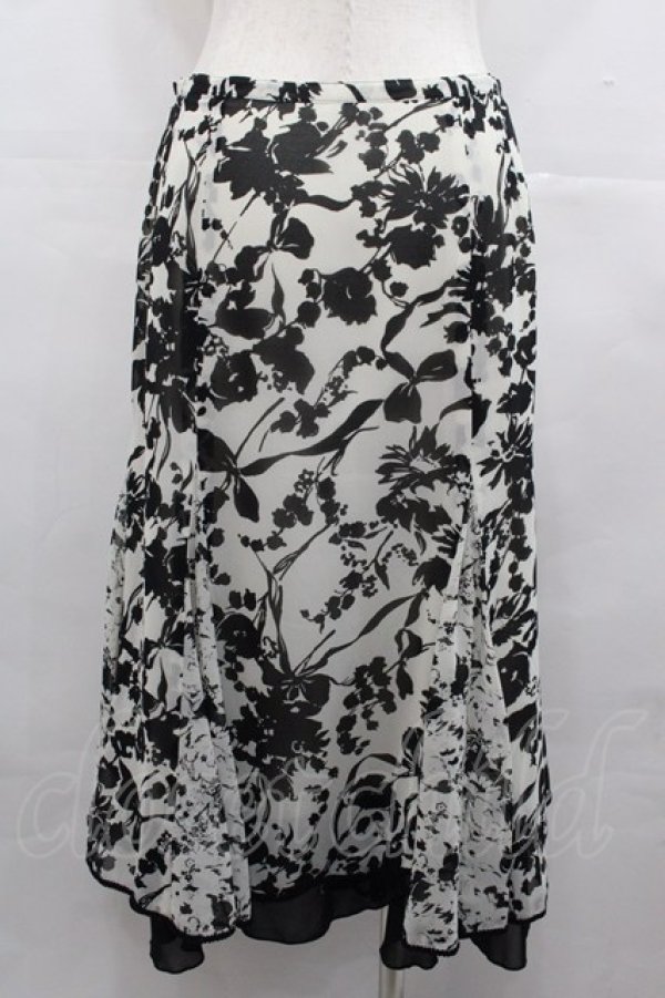 画像2: INGEBORG / シルエットシフォンスカート  アイボリーＸ黒 I-25-07-27-101-LO-SK-HD-ZI (2)