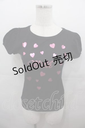 画像: MILK / ハートロゴTシャツ  黒Ｘピンク I-25-07-27-015-ML-TO-HD-ZI