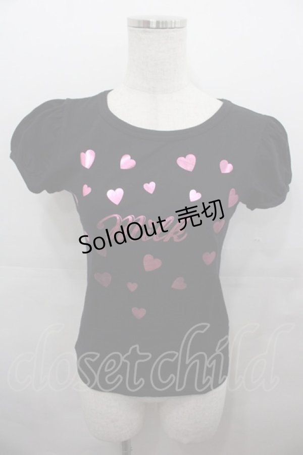 画像1: MILK / ハートロゴTシャツ  黒Ｘピンク I-25-07-27-015-ML-TO-HD-ZI (1)