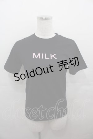 画像: MILK / ロゴ半袖カットソー  黒Ｘピンク I-25-07-27-016-ML-TO-HD-ZI