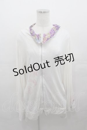画像: gouk / ハイネック着物袖カーディガン  白Ｘ紫 I-25-07-27-031-GO-TO-HD-ZI