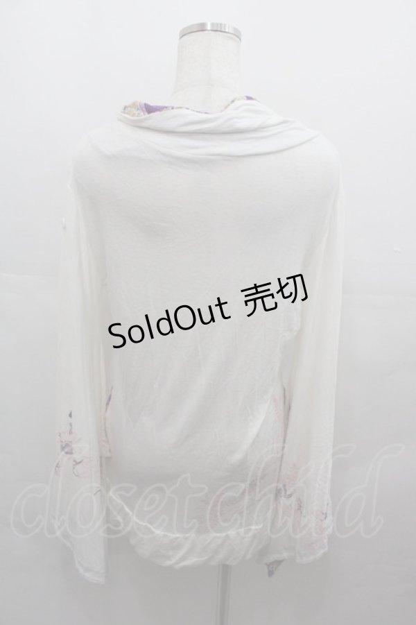 画像2: gouk / ハイネック着物袖カーディガン  白Ｘ紫 I-25-07-27-031-GO-TO-HD-ZI (2)