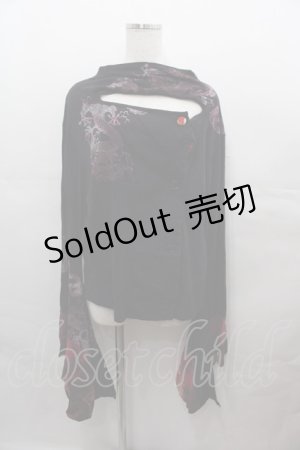 画像: gouk / 龍プリント着物風袖カーディガン  黒Ｘボルドー I-25-07-27-034-GO-TO-HD-ZI