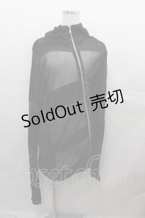 画像: h.ANARCHY / シースルーパーカー  黒Ｘ白Ｘ青 I-25-07-27-035-HN-TO-HD-ZI
