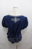 画像2: OZZ ANGELO / 薔薇十字架刺繍スナップボタン半袖ブラウス  青Ｘ白 I-25-07-27-040-OO-BL-HD-ZI (2)