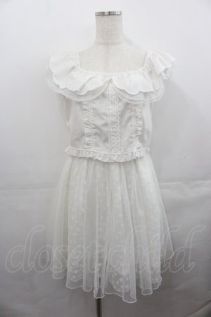 画像: LIZ LISA / ハート刺繍チュール切り替えオフショルワンピース  白 I-25-07-30-051-LO-OP-HD-ZI
