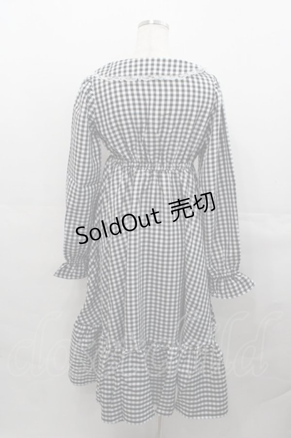 画像2: FLC / 星名桜子/ギンガムチェックワンピース  黒Ｘ白 I-25-07-30-061-LO-OP-HD-ZI (2)