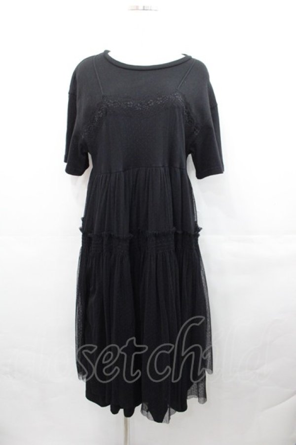 画像1: Candy Stripper / LYRICAL TULLE DRESS  黒 I-25-07-30-065-PU-OP-HD-ZI (1)