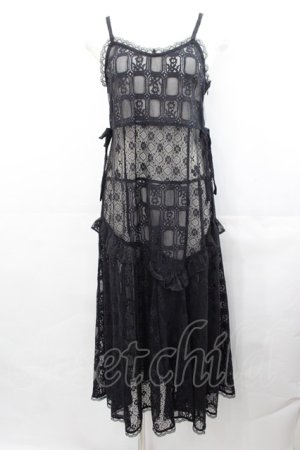 画像: Candy Stripper / LACY PATCH WORK CAMI ONE-PIECE  黒 I-25-07-30-066-PU-OP-HD-ZI