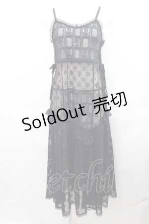 画像: Candy Stripper / LACY PATCH WORK CAMI ONE-PIECE  黒 I-25-07-30-066-PU-OP-HD-ZI