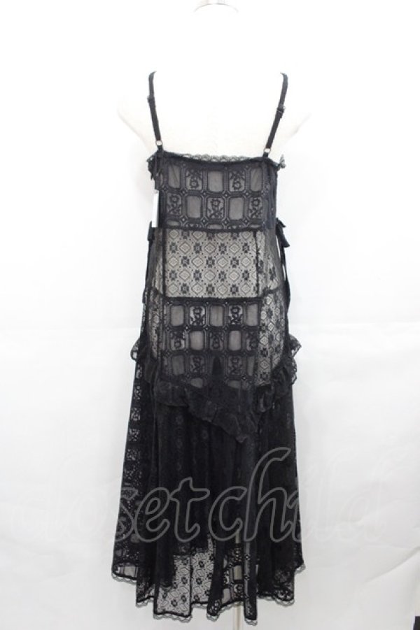 画像2: Candy Stripper / LACY PATCH WORK CAMI ONE-PIECE  黒 I-25-07-30-066-PU-OP-HD-ZI (2)