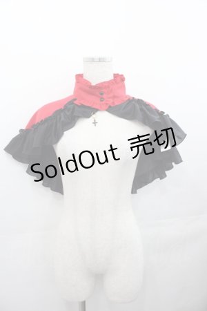 画像: MARBLE / ゴシック調モチーフ付き立ち襟ケープ  赤Ｘ黒 I-25-07-30-075-GO-JA-HD-ZI