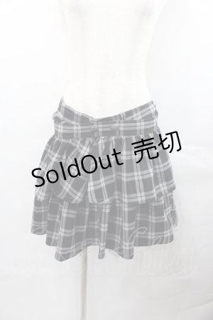 画像: ALGONQUINS / チェック&裾チュールスカート  黒Ｘグレーチェック I-25-07-30-088-AL-SK-HD-ZI
