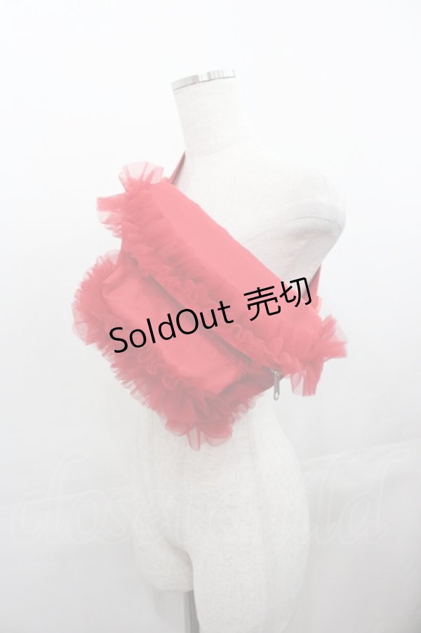 画像1: Candy Stripper / OVERLAPPED FRILL WAIST BAG  レッド I-25-07-30-096-PU-BG-HD-ZI (1)