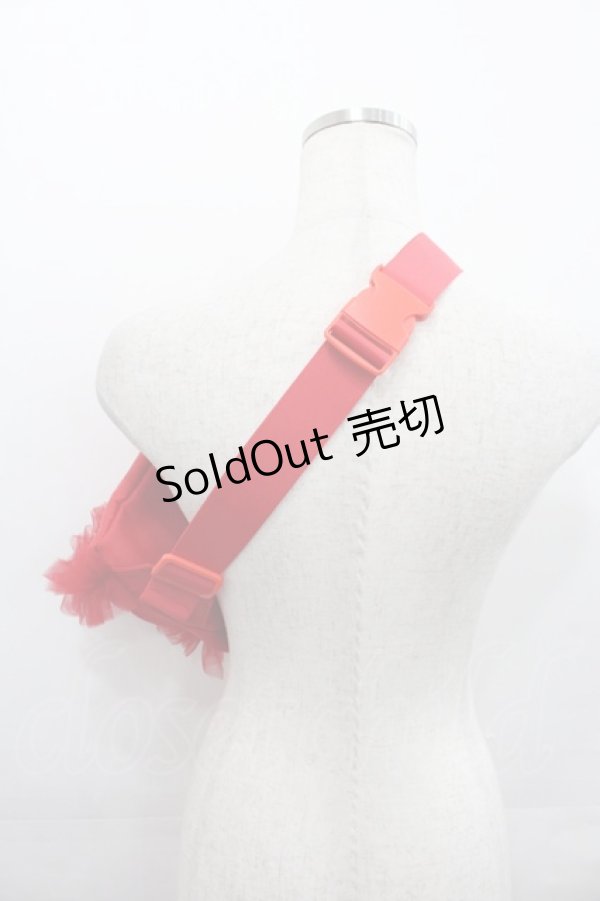 画像2: Candy Stripper / OVERLAPPED FRILL WAIST BAG  レッド I-25-07-30-096-PU-BG-HD-ZI (2)
