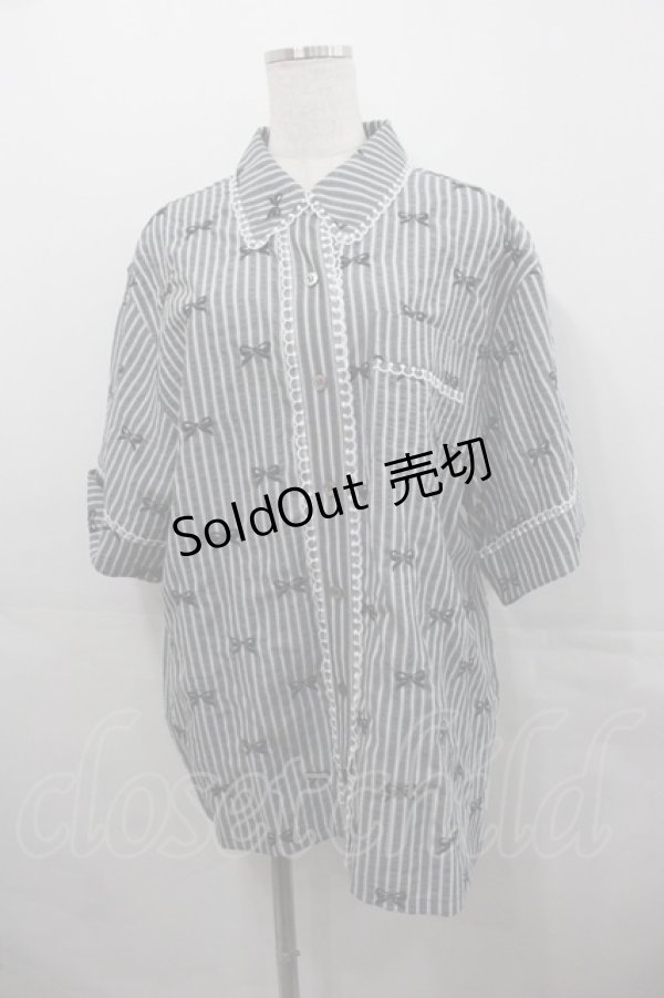 画像1: Candy Stripper / RIBBON STRIPE SHIRT  グレーＸ黒 I-25-07-30-024-PU-BL-HD-ZI (1)
