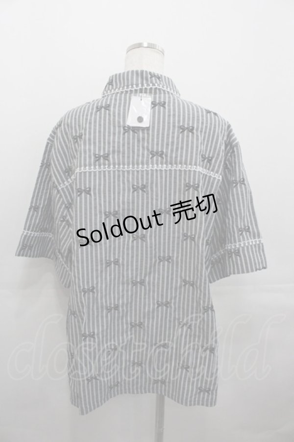 画像2: Candy Stripper / RIBBON STRIPE SHIRT  グレーＸ黒 I-25-07-30-024-PU-BL-HD-ZI (2)