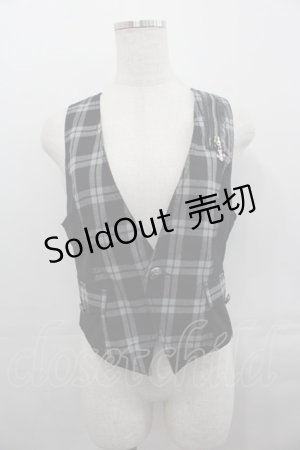 画像: ALGONQUINS / チェック&ZIP切り替えベスト  黒Ｘグレー I-25-07-30-025-AL-TO-HD-ZI