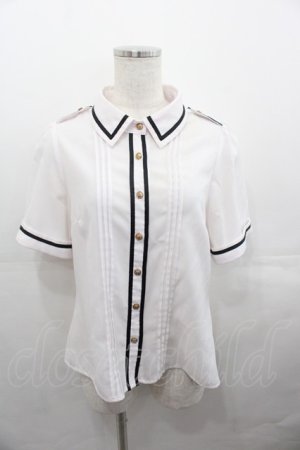 画像: Amavel / ライン半袖ブラウス  白Ｘ黒 I-25-07-30-003-CA-BL-HD-ZI