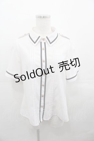 画像: Amavel / ライン半袖ブラウス  白Ｘ黒 I-25-07-30-003-CA-BL-HD-ZI