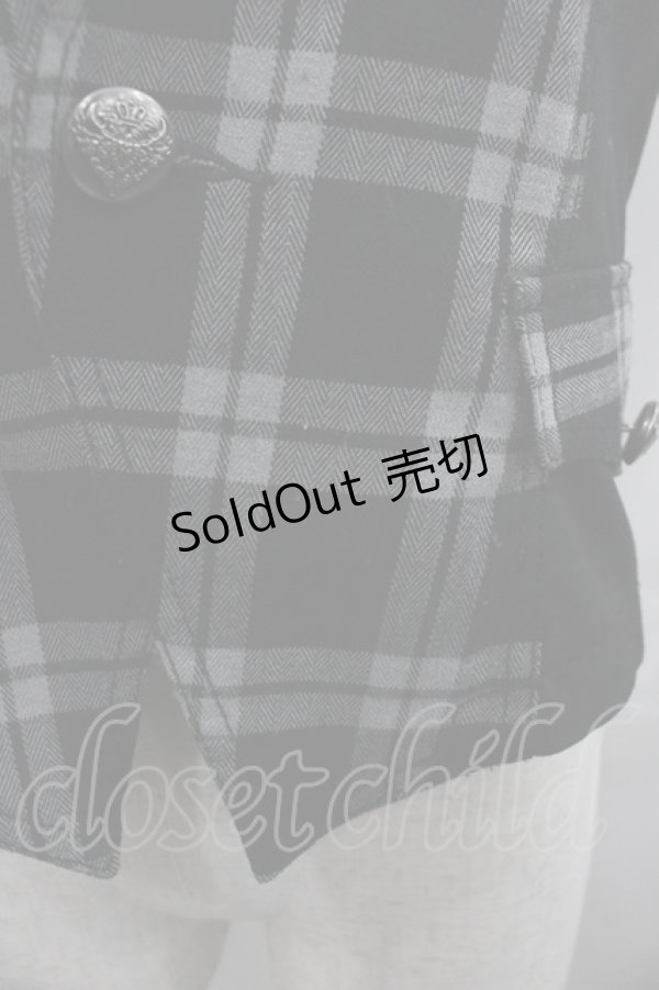 画像2: ALGONQUINS / チェック&ZIP切り替えベスト  黒Ｘグレー I-25-07-30-025-AL-TO-HD-ZI (2)