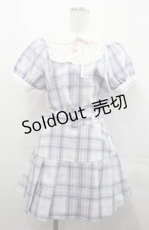 画像: Honey Cinnamon / ヨークリボンプリーツセットアップ  ブルーＸピンク I-25-08-04-045-LO-OP-HD-ZI