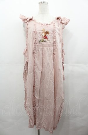 画像: PINK HOUSE / ウィンターフォレストトリート刺繍タブリエ  ピンク I-25-08-04-053-LO-OP-HD-ZI