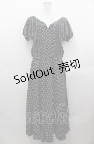 画像: INGEBORG / セーラー襟水玉ワンピース  ブラック I-25-08-04-056-LO-OP-HD-ZI