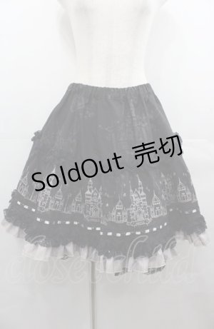 画像: FRILL / お城刺繍スカート  黒Ｘブラウン I-25-08-04-080-HN-SK-HD-ZI