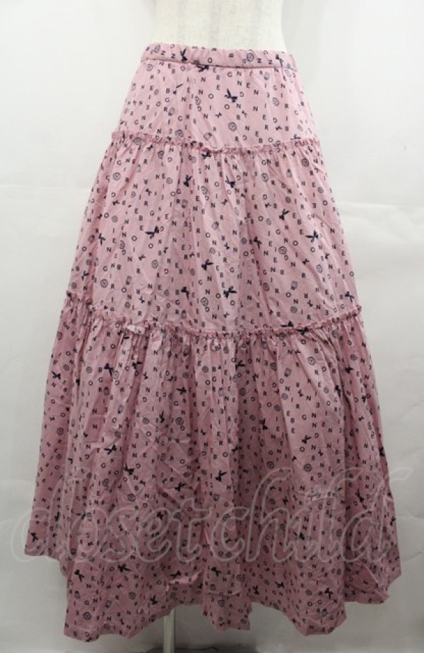 画像1: INGEBORG / ランダムロゴpt.ティアードスカート 3(9号) ピンク I-25-08-04-085-LO-SK-HD-ZS (1)