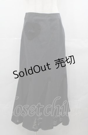 画像: PINK HOUSE / ナナメメッシュデニムスカート  黒デニム I-25-08-04-087-LO-SK-HD-ZI