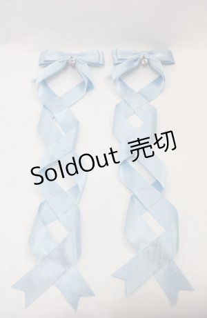 画像: LOTUS ribbon / ビジューリボンツインリボンバレッタ  サックス I-25-08-04-114-EL-AC-HD-ZI