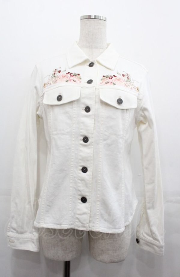 画像1: PINK HOUSE / デニム刺繍シャツブラウス  白 I-25-08-04-019-LO-BL-HD-ZI (1)