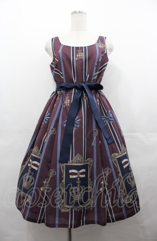 画像1: Melody BasKet / ロイヤルメダルシリーズノースリーブジャンパースカート  ボルドー I-25-08-04-034-LO-OP-HD-ZI (1)