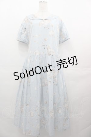 画像: PINK HOUSE / さざ波とねこプリントミディワンピース  ライトブルー I-25-08-09-076-LO-OP-HD-ZI