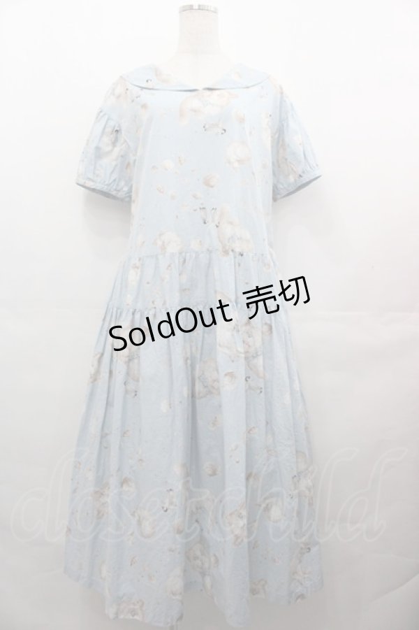 画像1: PINK HOUSE / さざ波とねこプリントミディワンピース  ライトブルー I-25-08-09-076-LO-OP-HD-ZI (1)