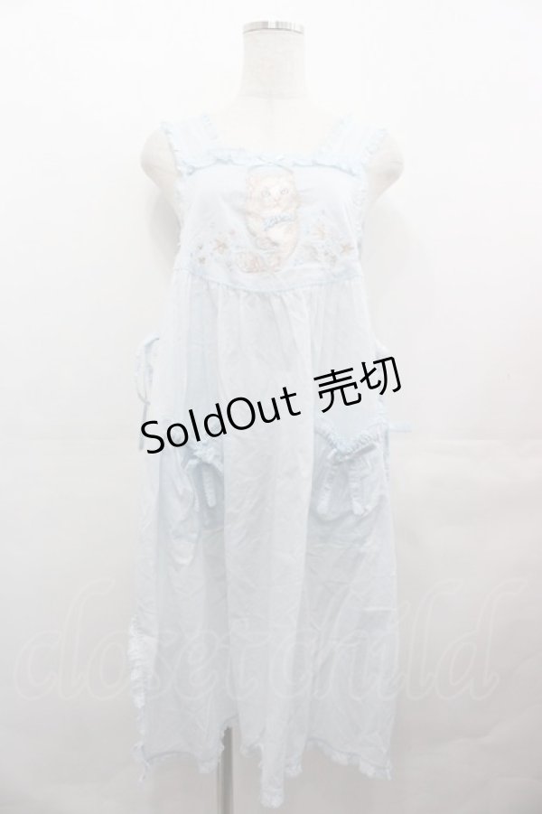 画像1: PINK HOUSE / さざ波とねこ刺繍ローンタブリエ  サックス I-25-08-09-078-LO-TO-HD-ZI (1)