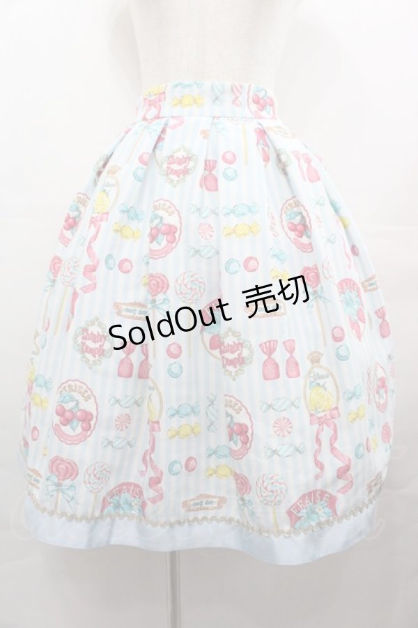 画像1: Shirley Temple / フルーツラベルプリントスカート  サックス I-25-08-09-082-ET-SK-HD-ZI (1)