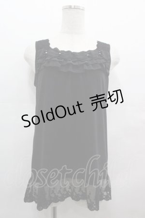 画像: axes femme / シフォンリボンフリルタンク  黒 I-25-08-09-010-AX-TO-HD-ZI