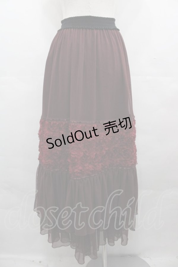 画像2: axes femme / シフォンローズチュールスカート  ワイン I-25-08-09-089-AX-SK-HD-ZI (2)