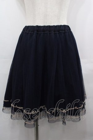画像: WILLSELECTION / ディズニーコラボ刺繍チュールスカート  黒 I-25-08-09-090-LO-SK-HD-ZI