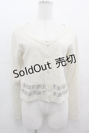 画像: axes femme / メロディー刺繍カーディガン  アイボリー I-25-08-09-011-AX-TO-HD-ZI