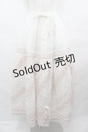 画像: PINK HOUSE / 配色フリルローンスカート  白Ｘピンク I-25-08-09-095-LO-SK-HD-ZI