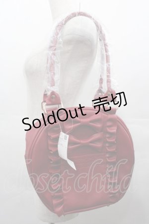 画像: axes femme kawaii / ツインリボンラウンドハンドバッグ  ワイン I-25-08-09-107-AX-BG-HD-ZI
