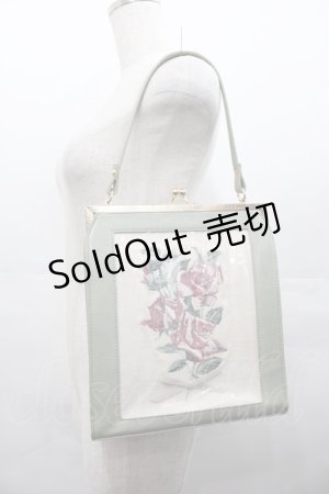 画像: an another angelus / ブーケ刺繍スクエアがま口バッグ  グリーン I-25-08-09-109-CA-BG-HD-ZI