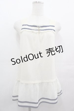 画像: axes femme / シフォンフリルタンクトップ  アイボリーＸネイビー I-25-08-09-024-AX-TO-HD-ZI