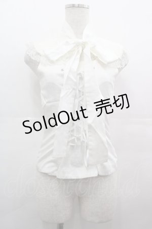 画像: PEACE NOW / レースつけ襟付き編み上げベスト  白 I-25-08-09-029-PU-JA-HD-ZI