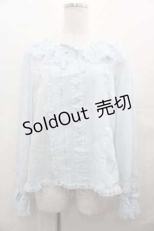 画像: PINK HOUSE / レースフリル襟付きブラウス  サックス I-25-08-09-039-LO-BL-HD-ZI